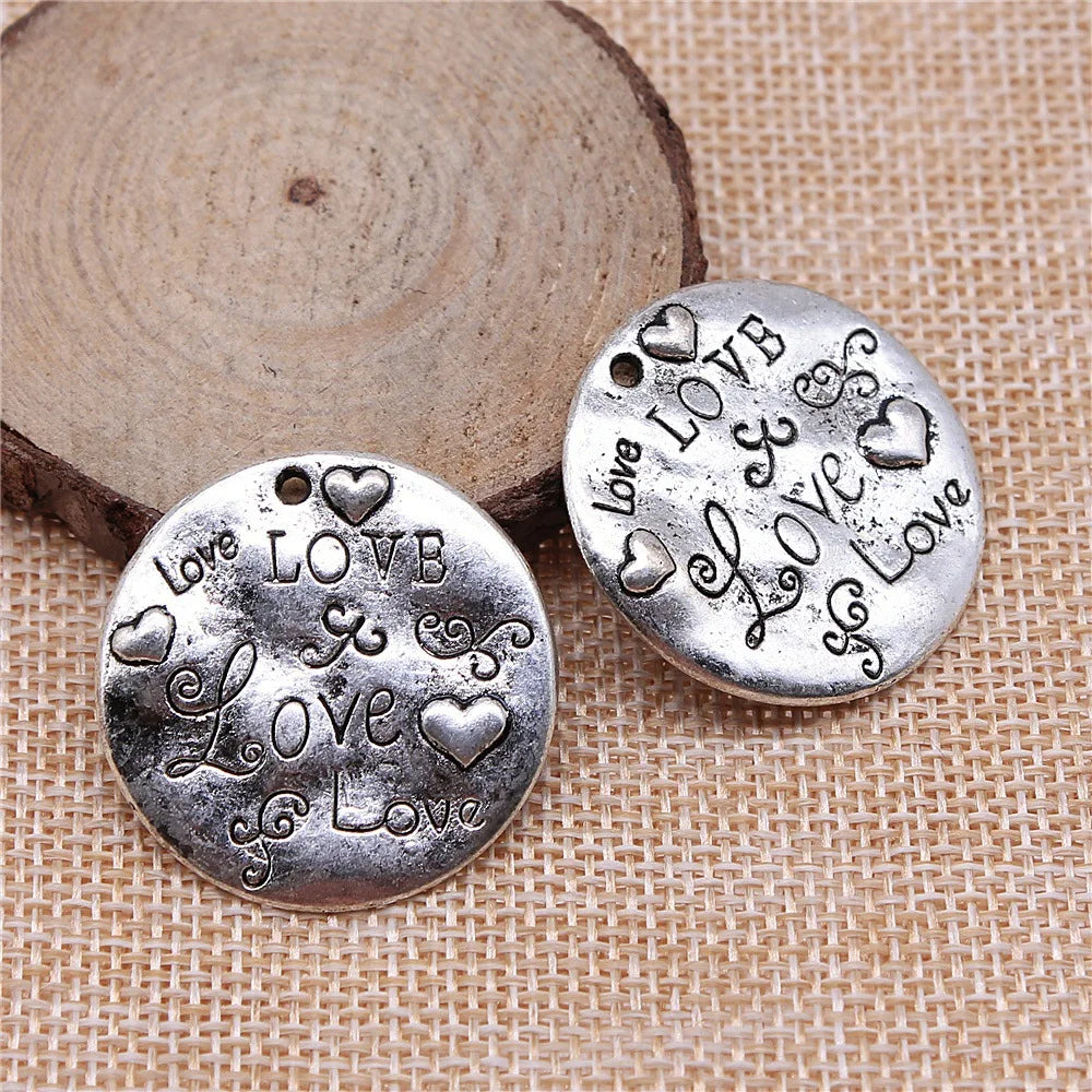 32x32mm 7.9g Multicolor Zinc Alloy Love Charm Pendant for DIY Necklace Bracelet Jewelry Making