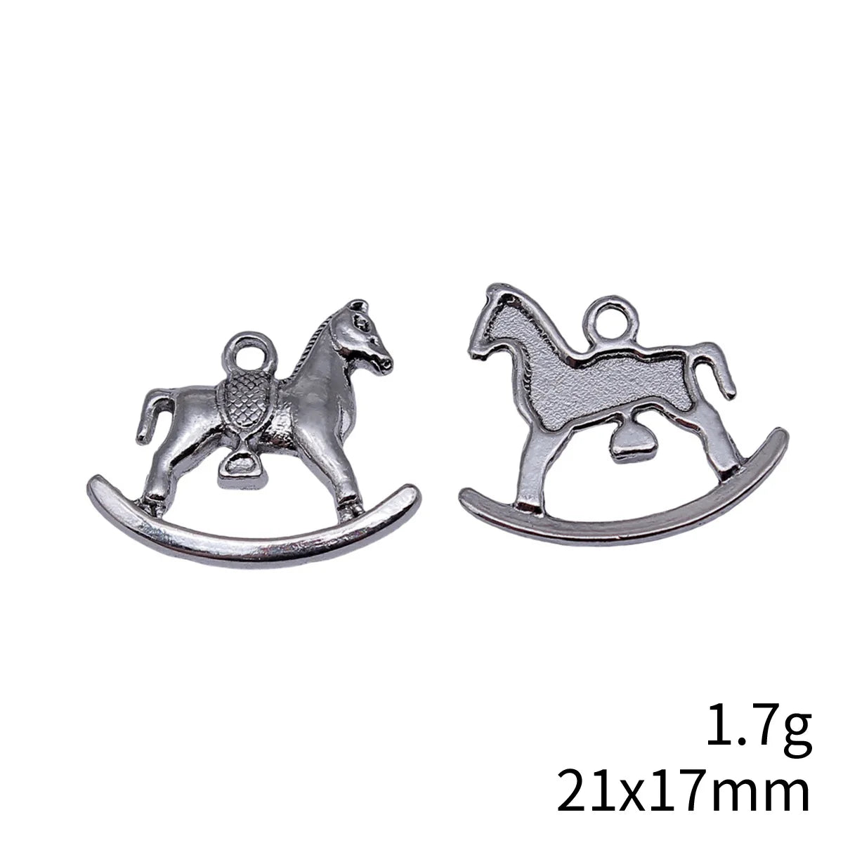 21x17mm 1.7g Antique Silver Zinc Alloy Rocking Horse Charm Pendant for DIY Bracelet and Necklace Making