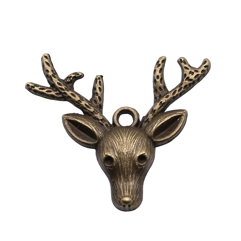31x36mm 2.8g Multicolor Zinc Alloy Deer Head Charm Pendant for DIY Necklace Bracelet Jewelry Making