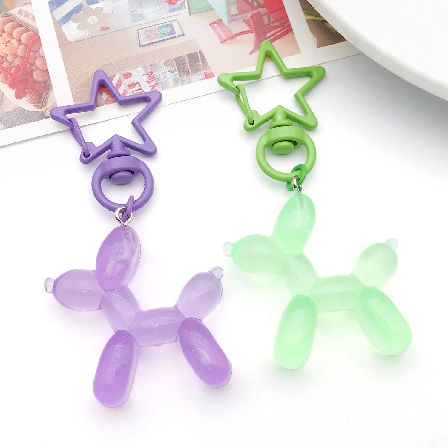 Zinc Alloy Candy Color Five Point Star Push Clasp Connector for DIY Keychain Jewelry Findings