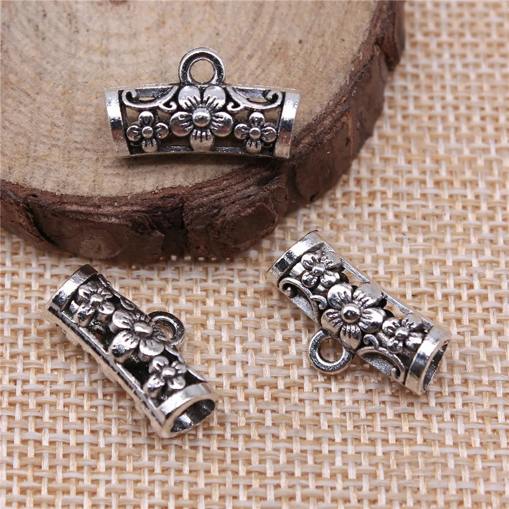 19x10x7mm 1.6g Antique Silver Zinc Alloy Vintage Pendant Bails Connector Charms for DIY Jewelry Making