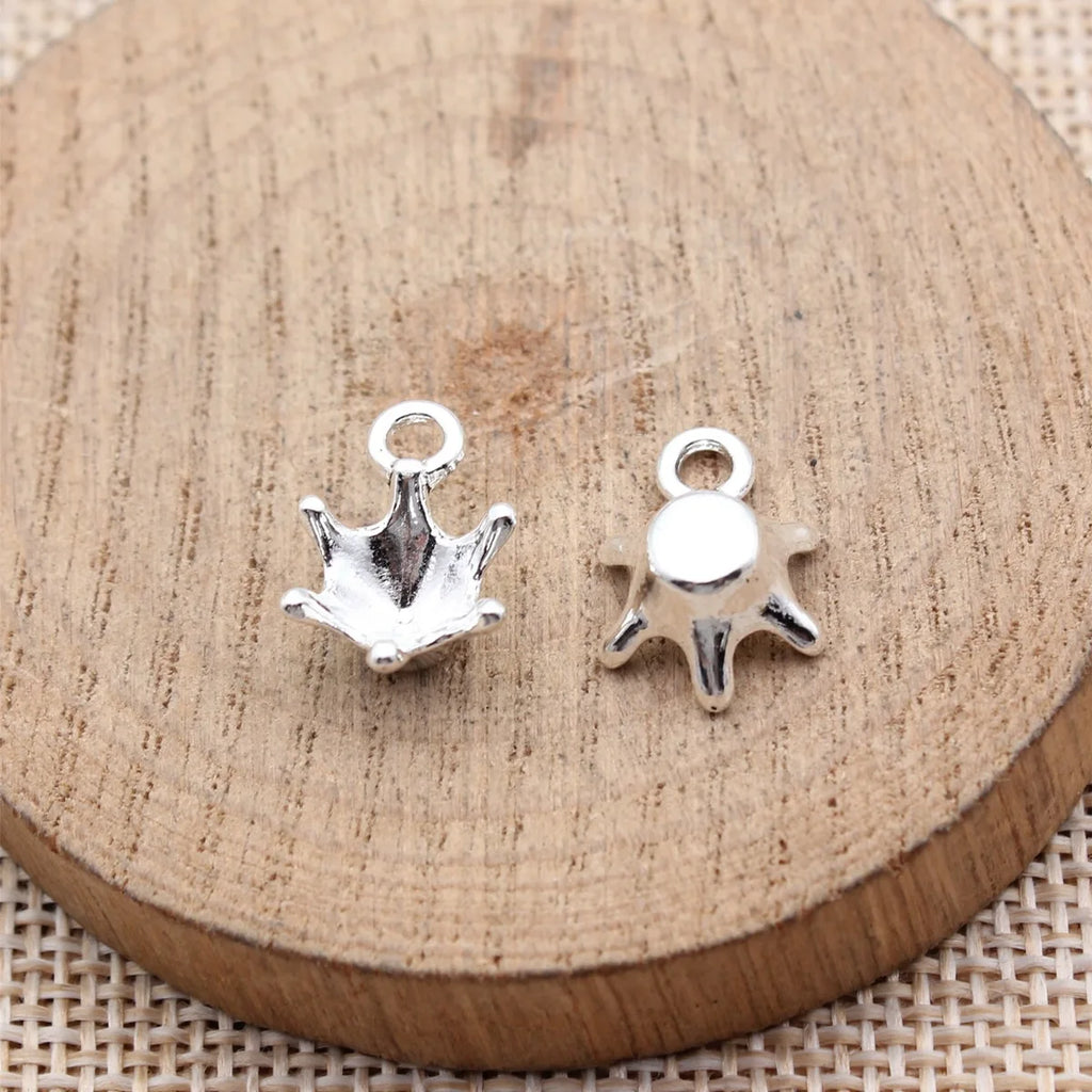 15x11x6.5mm 0.95g Multicolor Zinc Alloy Rhinestone Setting Crown Charm Pendant for DIY Jewelry Making