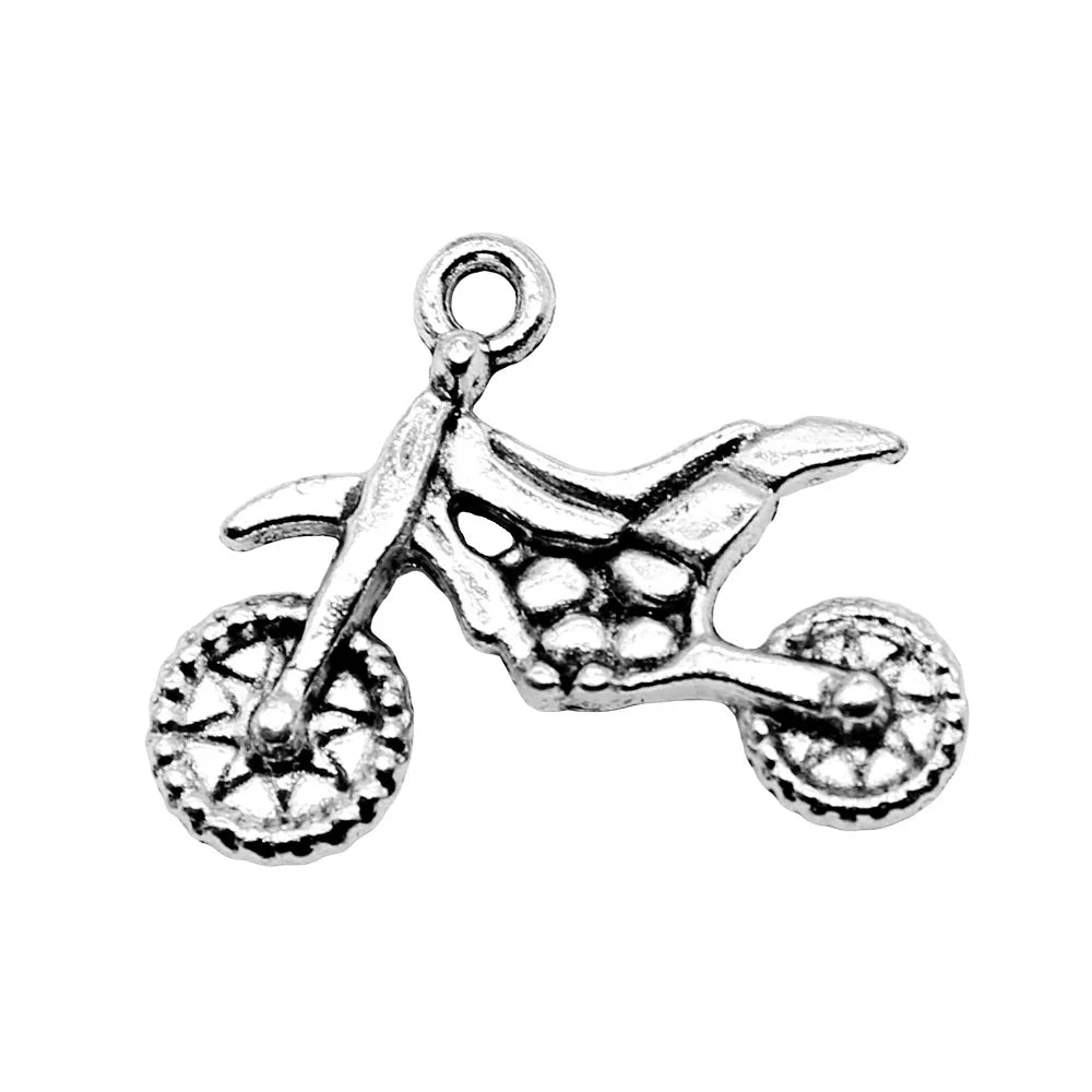 22x17mm 2g Antique Silver Zinc Alloy Motorcycle Charm Pendant for DIY Jewelry Making