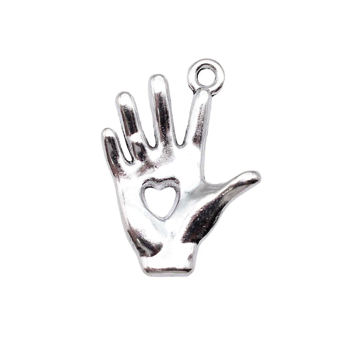 25x35mm 5.9g Antique Silver Zinc Alloy Heart Hand Charm Pendant for DIY Necklace Jewelry Making