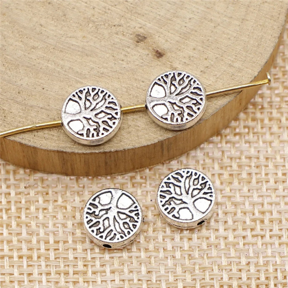 9x9x3mm 1g Multicolor Zinc Alloy Round Tree Loose Metal Beads for Bracelet Necklace Making