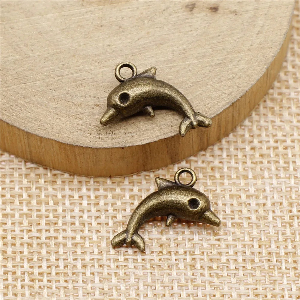 18x11mm 1.6g Multicolor Zinc Alloy Dolphin Charm Pendant for Ocean Theme Jewelry Making