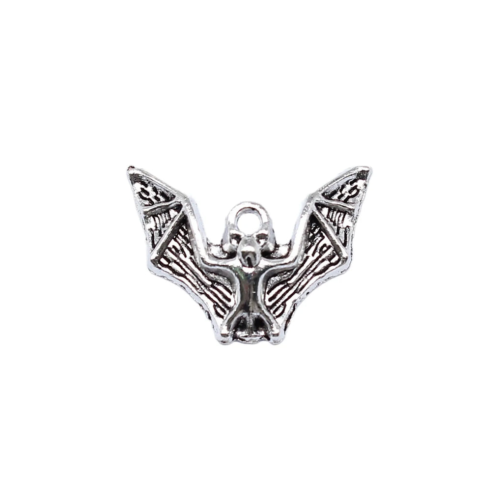 17x23mm 1.6g Antique Silver Zinc Alloy Bat Charm Pendant for DIY Halloween Jewelry Making