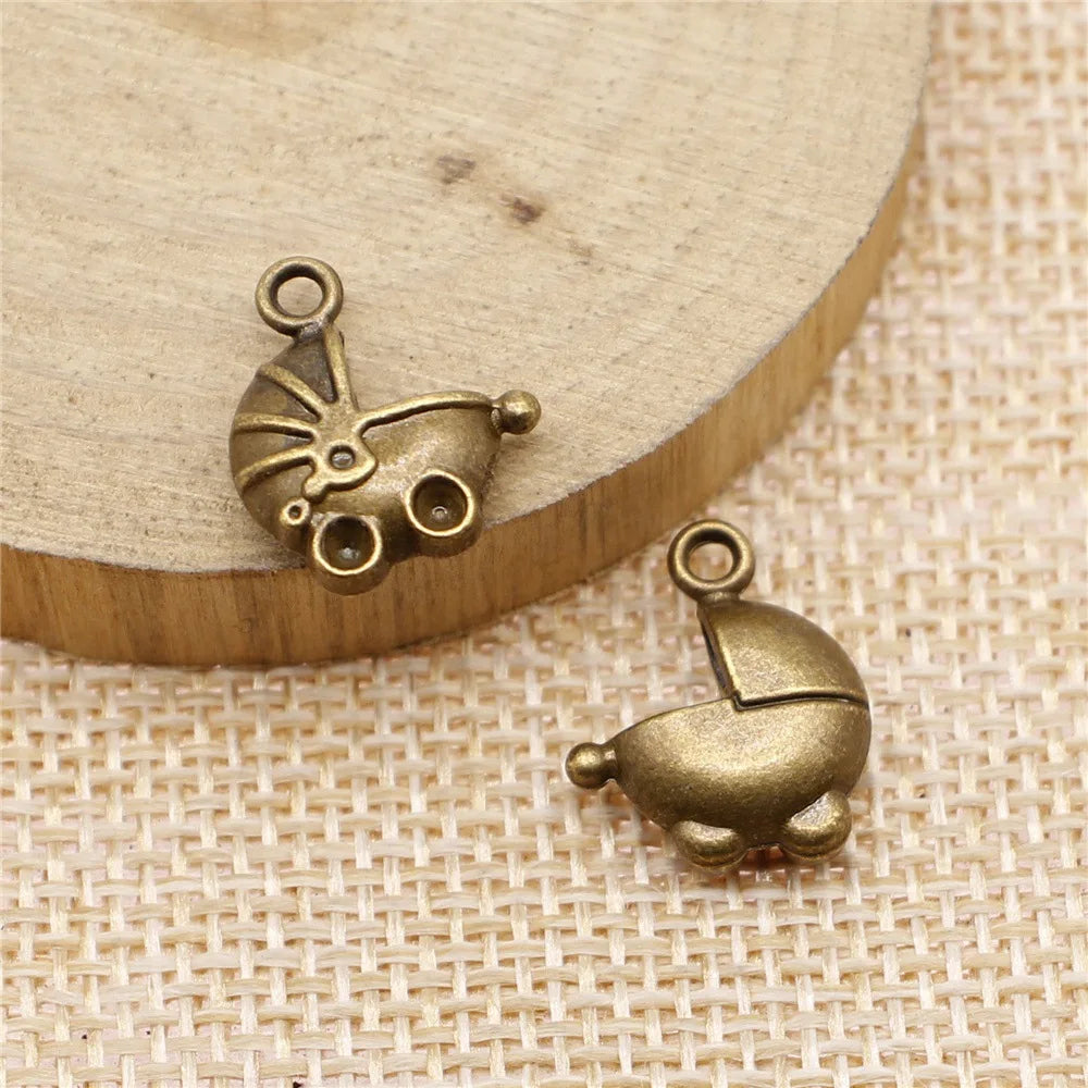 16x13mm 1.8g Multicolor Zinc Alloy Baby Stroller Charm Pendant for DIY Necklace Bracelet Making