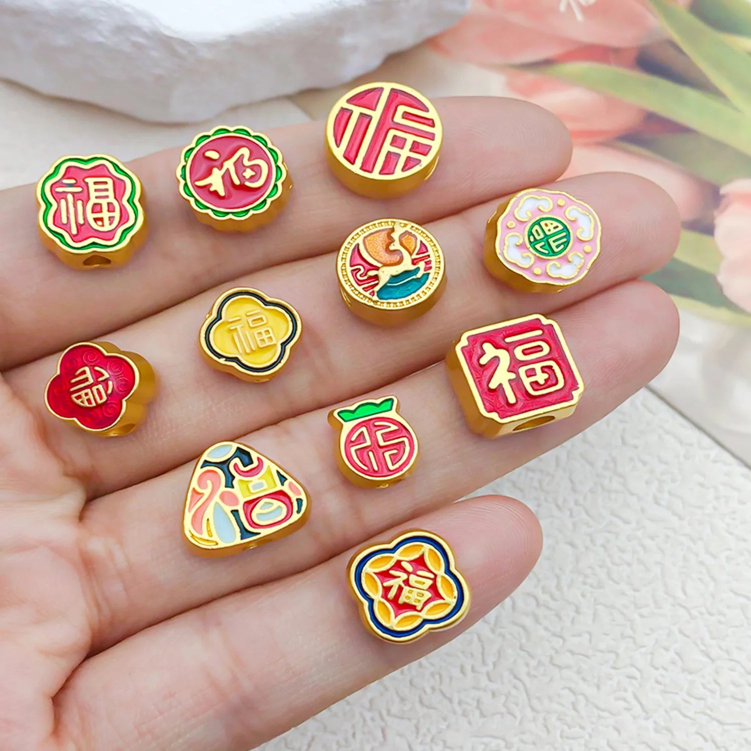 Enamel Zinc Alloy Pharaoh Head Enamel Beads