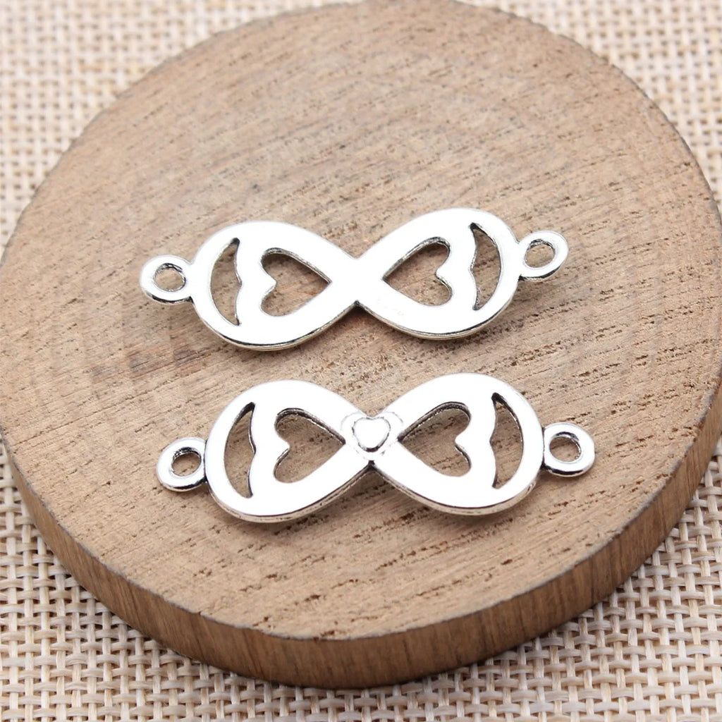 36x13mm 1.9g Antique Silver Zinc Alloy Heart Infinity Connector Charm for Bracelet Jewelry Making