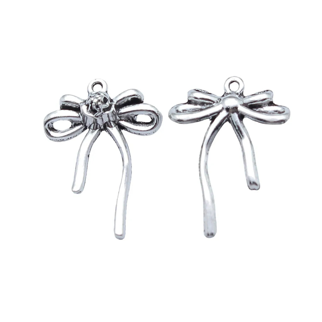 24x18mm 1.4g Antique Silver Zinc Alloy Bow Butterfly Charm Pendant for Necklace Bracelet Jewelry Making