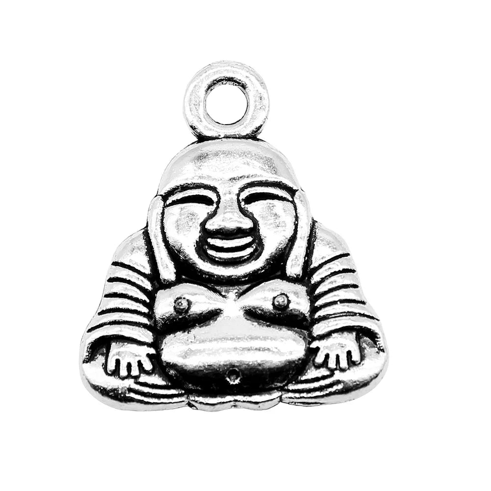25x22mm 5.1g Antique Silver Zinc Alloy Buddha Charm Pendant for DIY Jewelry Making and Accessories