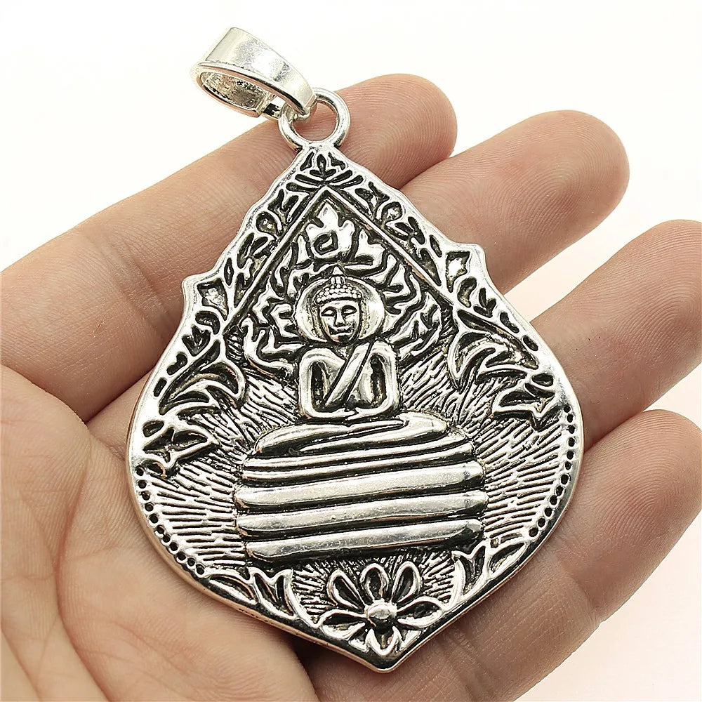 72x54mm 20.3g Zinc alloy Bodhi Leaf Buddha charm pendant for DIY statement necklace jewelry making