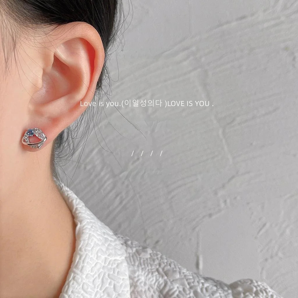 Style Micro Pave Zircon Star Universe Spaceship Copper Stud Earrings