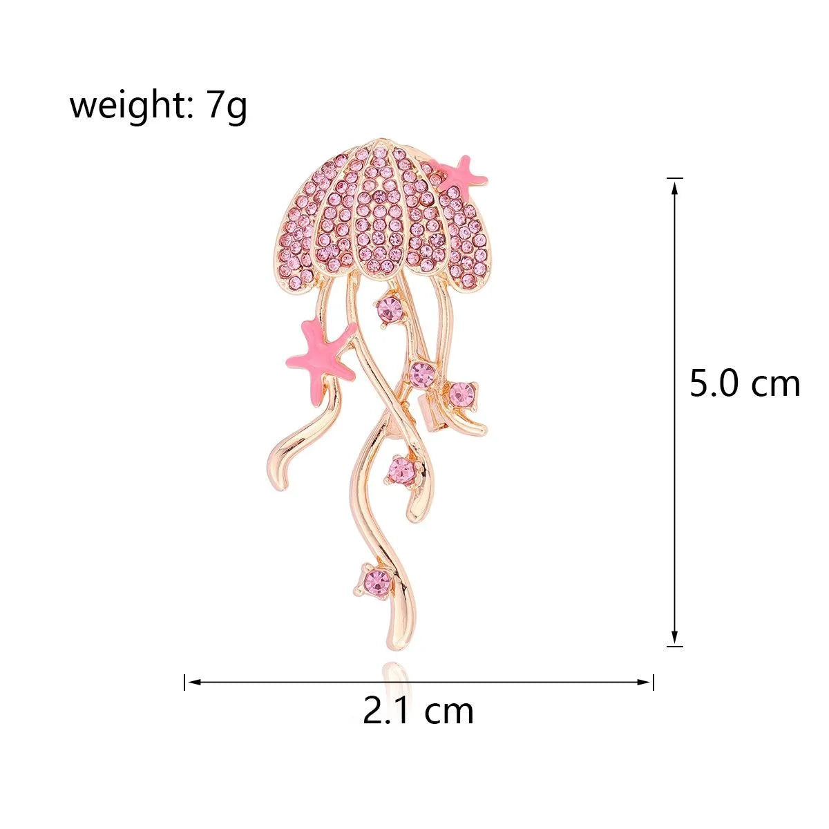 Luxury Jellyfish Starfish Rhinestone Enamel Brooch, Gold Tone Women's Lapel Pin Corsage Suit Accessory Gift