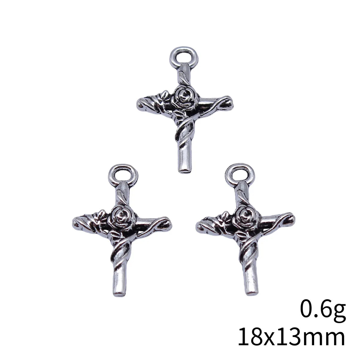 18x13mm 0.6g Antique Silver Zinc Alloy Flower Cross Charm Pendant for DIY Necklace Bracelet Jewelry Making