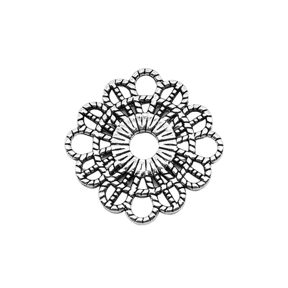 23x23mm 2.9g Multicolor Zinc Alloy Geometric Flower Filigree Charm Pendant for DIY Clothing Jewelry