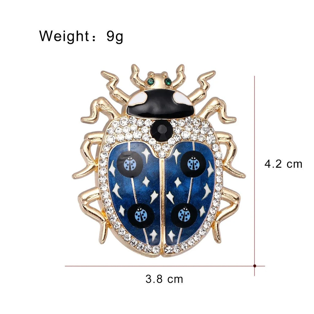 Cute Enamel Ladybug Brooch With Rhinestone Wings, Gold Tone Alloy Insect Lapel Pin Corsage Gift
