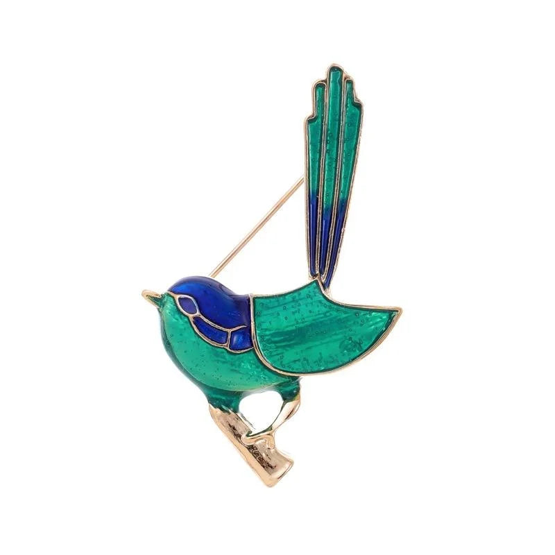 Cute Enamel Bird Brooch With Gold Tone Alloy, 3D Animal Lapel Pin Corsage For Coat Scarf Gift