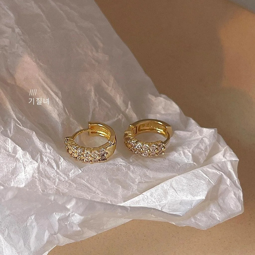 14K Gold Plated Copper Micro Pave Zircon Geometric Drop Earrings Minimalist Trendy Jewelry