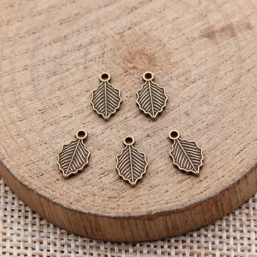 10x6.1mm 0.22g Multicolor Zinc Alloy Leaf Charm Pendant for DIY Necklace Bracelet Jewelry Making