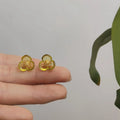 Summer Fresh Green Flower Copper Stud Earrings, Style Small Floral Ear Jewelry