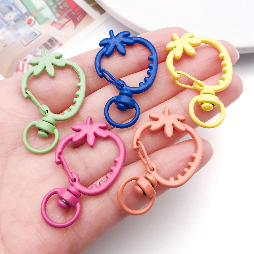 Enamel Zinc Alloy Strawberry Dog Lobster Clasps