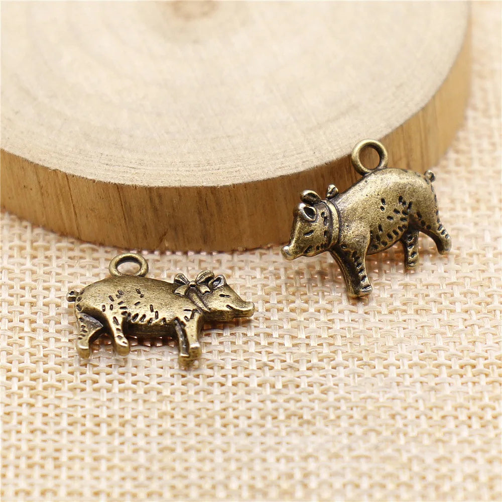 21x16mm 2.7g Multicolor Zinc Alloy Cute Pig Charm Pendant for DIY Necklace Bracelet Jewelry Making