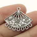 24x28mm 1.6g Multicolor Zinc Alloy Fan Shape Earring Connector Charms for DIY Earrings