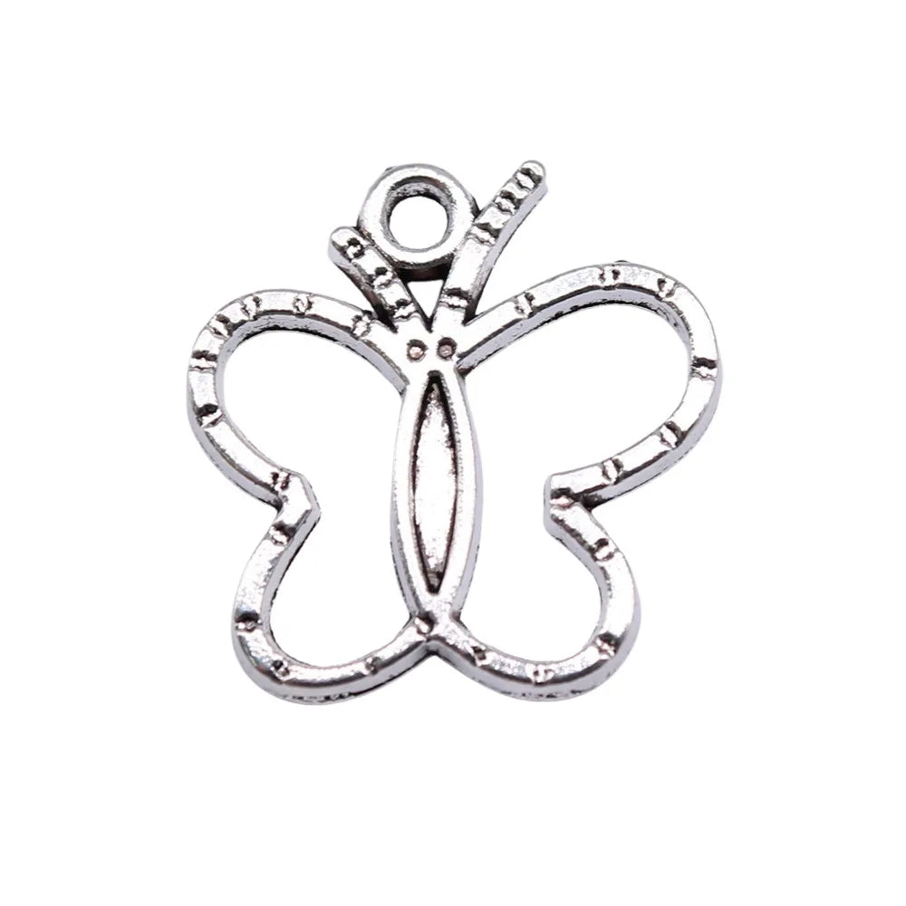 19x19mm 1.2g Antique Silver Zinc Alloy Butterfly Charm Pendant for DIY Necklace Bracelet Jewelry Making