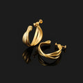Elegant Matte Gold Alloy Cross C Hoop Stud & Clip On No Piercing Spiral Twist Statement Earrings