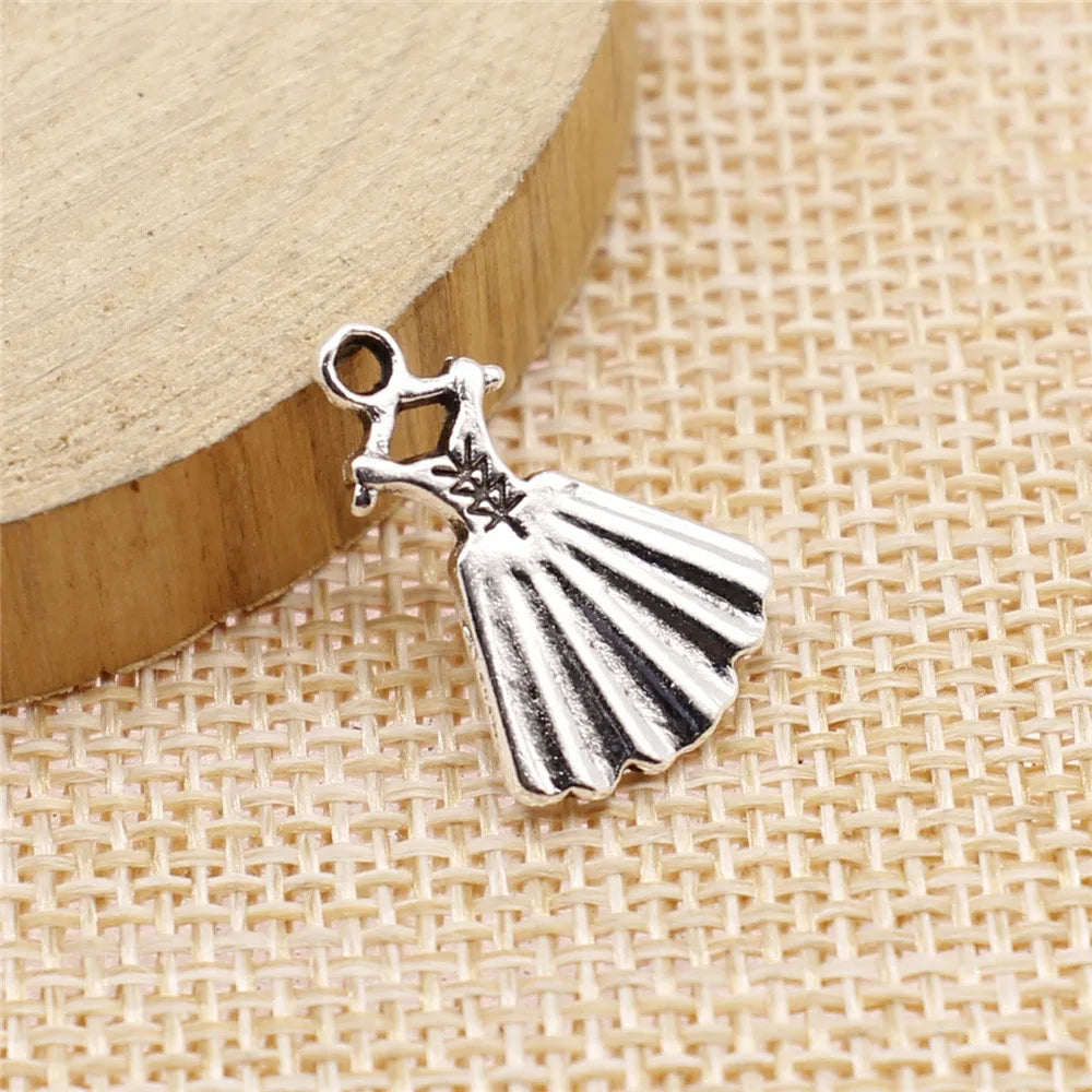 13x20mm 1.2g Multicolor Zinc Alloy Evening Gown Dress Charm Pendant for DIY Necklace Bracelet Jewelry