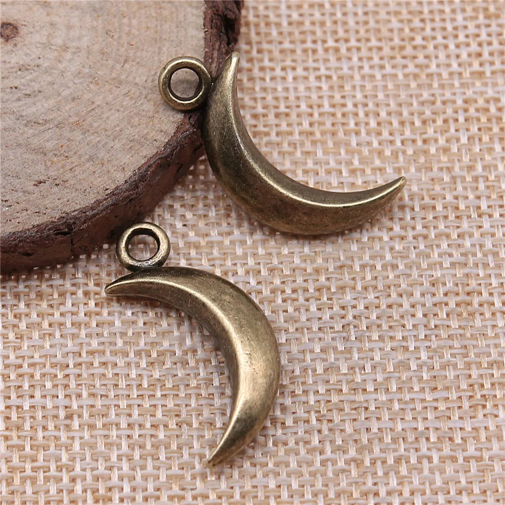 31x14mm 4.8g Zinc Alloy Moon Charm Pendant with Sun Star Details for Necklace Bracelet DIY Jewelry