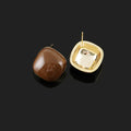 Elegant Vintage Luxury Coffee Brown Square Enamel Alloy Coil Stud & Clip On No Piercing Earrings