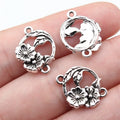 18x14mm 1.3g Antique Silver Zinc Alloy Flower Connector Charm for Bracelet Necklace DIY Jewelry