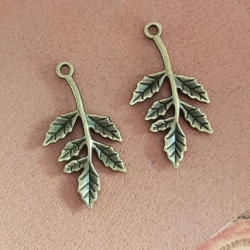 30x10MM Zinc Alloy Leaf Branch Charm Pendant for DIY Necklace Bracelet Jewelry Making