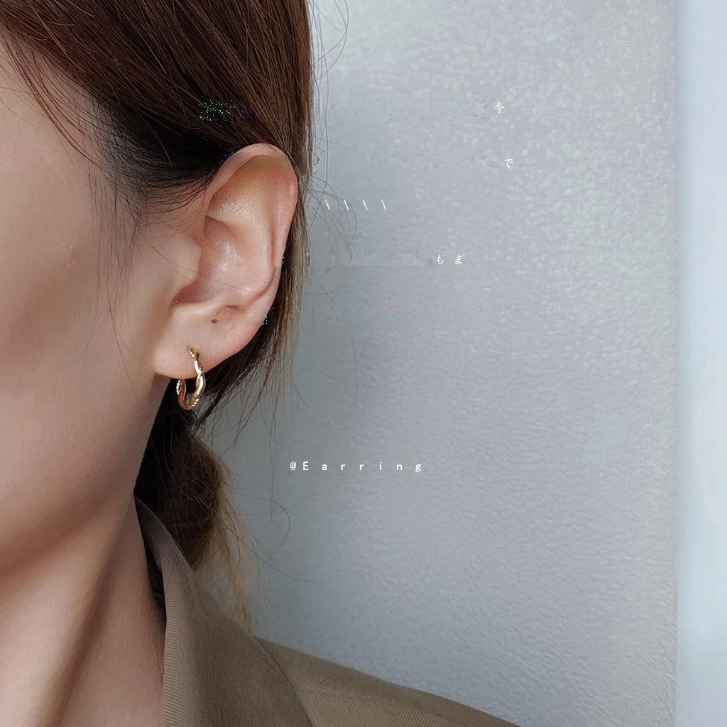 14K Gold Plated Copper C-Shaped Hoop Earrings Minimalist Geometric Daily Wear Ear Jewelry