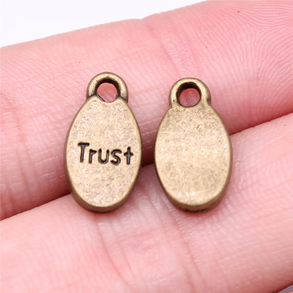 15x8mm 1.4g Multicolor Zinc Alloy Trust Word Letter Charm Pendant for DIY Bracelet Necklace Jewelry Making
