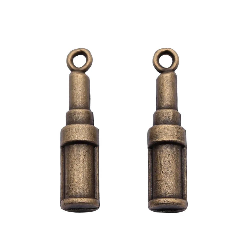 24x5x5mm 2.1g Multicolor Zinc Alloy Lipstick Charm Pendant for DIY Beauty Theme Jewelry Making
