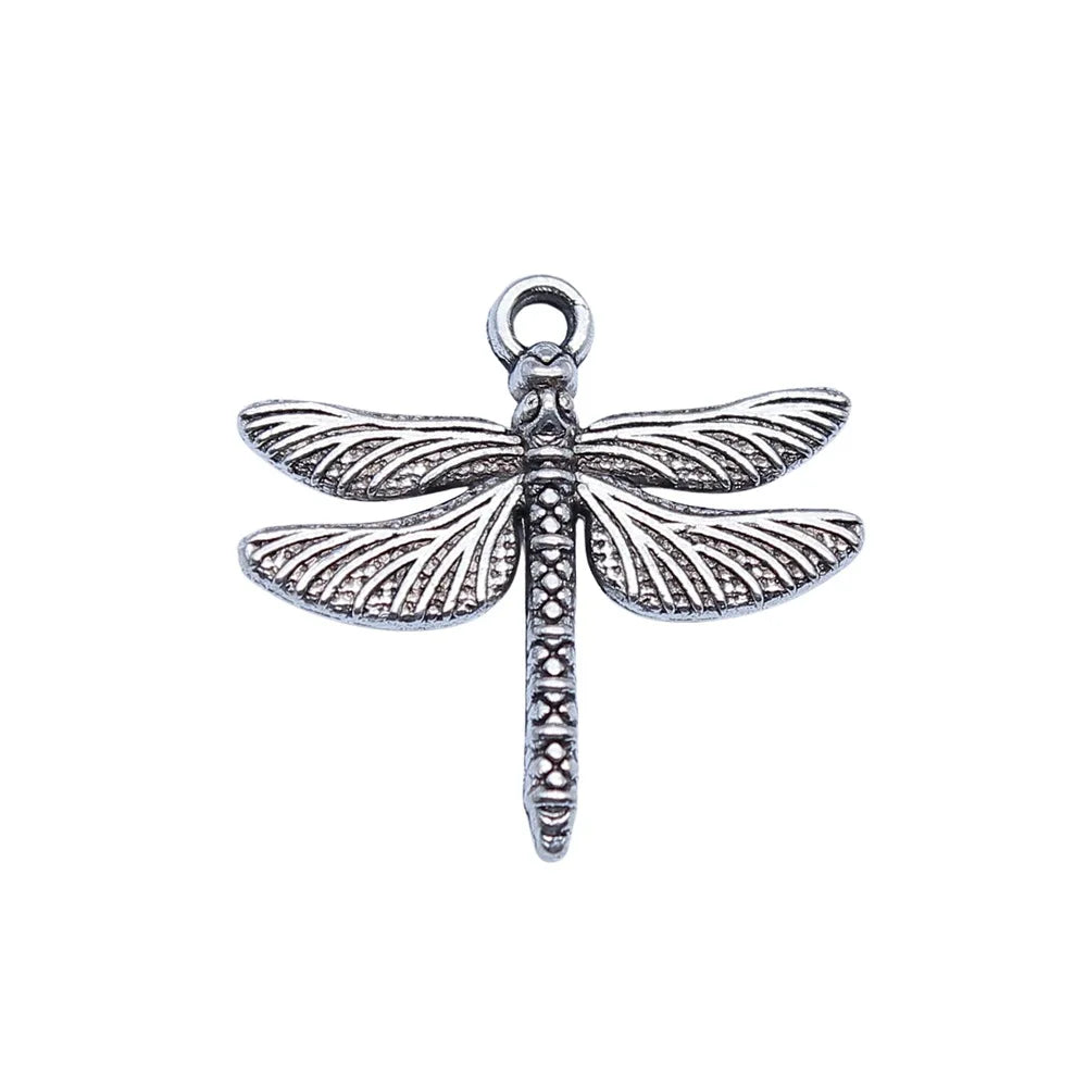 18x18mm 0.9g Antique Silver Zinc Alloy Dragonfly Charm Pendant for Necklace Bracelet Making