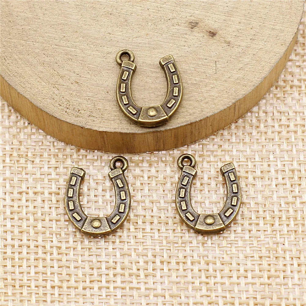 15x12mm 0.9g Multicolor Zinc Alloy Horseshoe Charm Pendant for DIY Bracelet Necklace Making