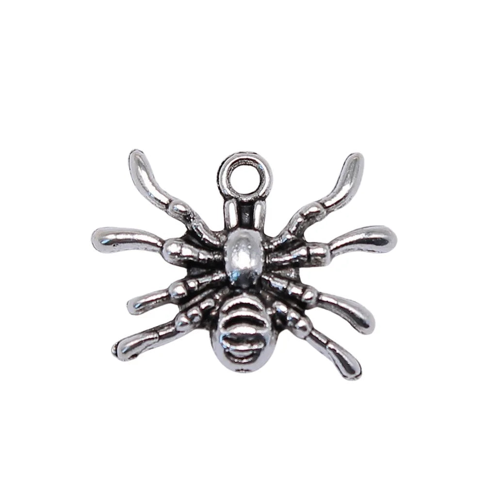 14x19mm 1.4g Antique Silver Zinc Alloy Spider Charm Pendant for DIY Necklace Bracelet Jewelry Making