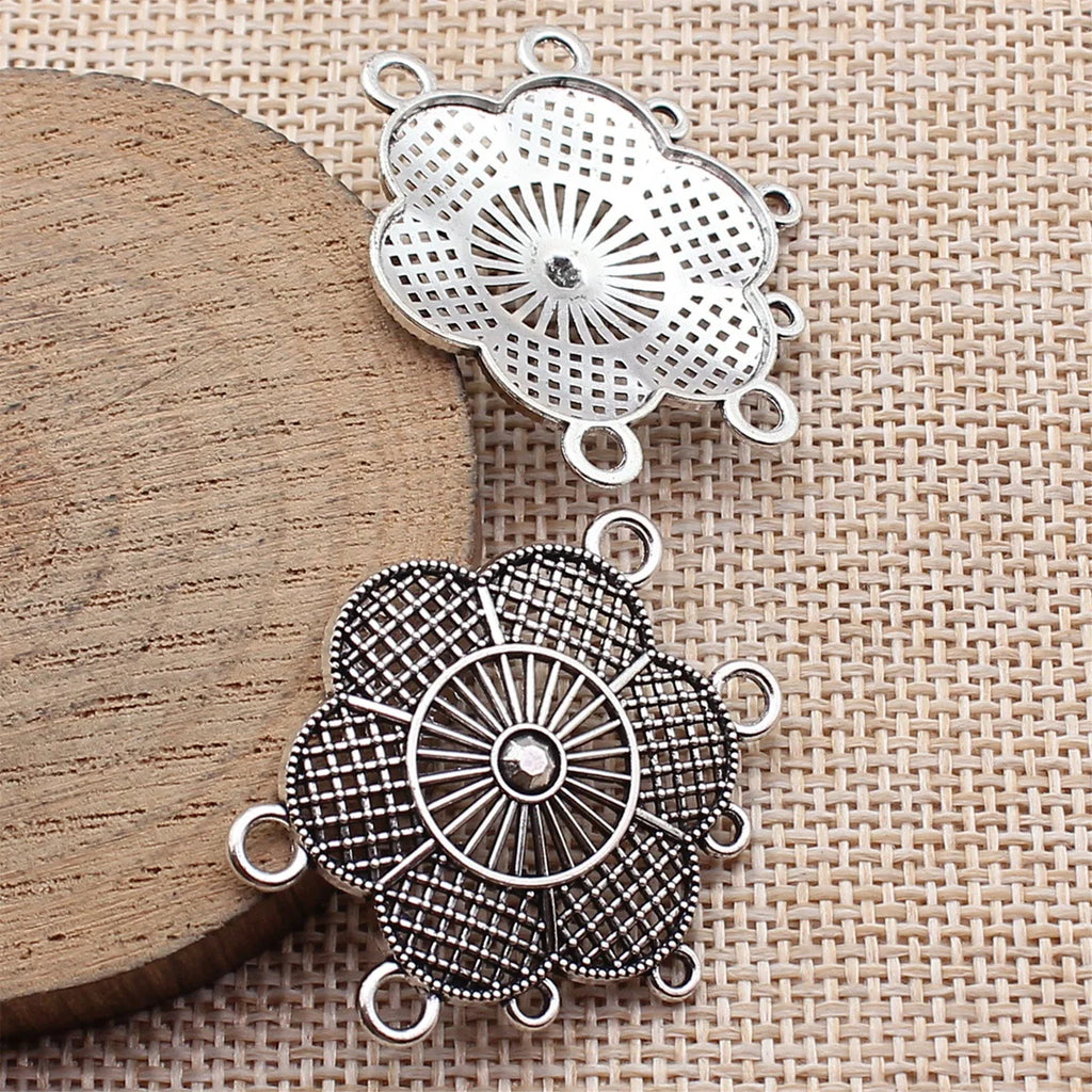 35x32mm 2.4g Multi-Color Zinc Alloy Multi-Hole Flower Connector Charm for Body Chain Jewelry Making