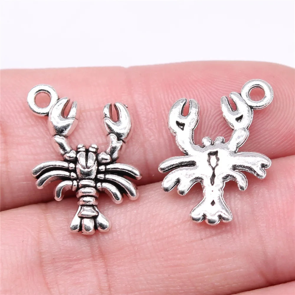 19x14mm 1.43g Multicolor Zinc Alloy Shrimp Charm Pendant for DIY Necklace Bracelet Making