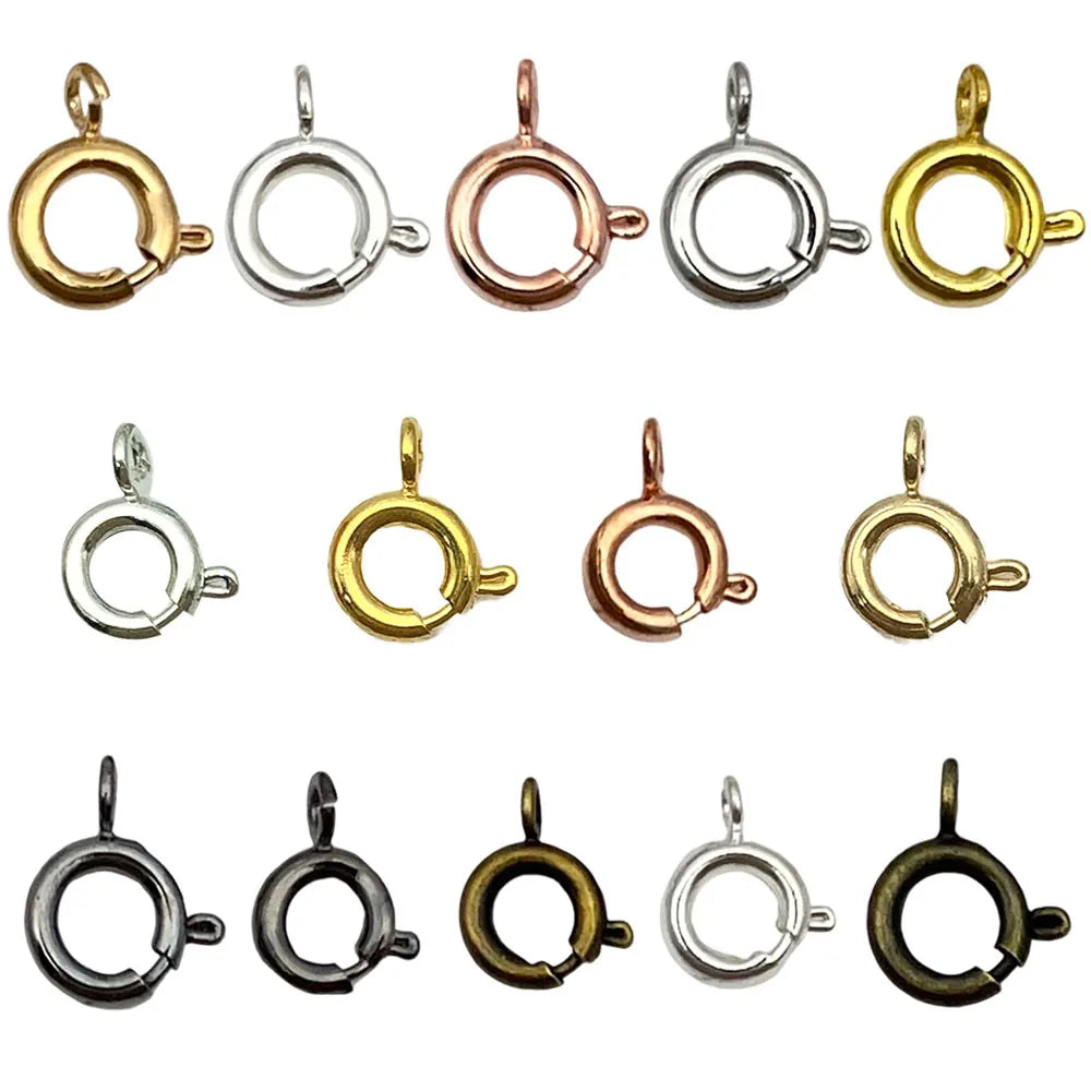 Copper Round Spring Ring Clasp Connector for DIY Bracelet Necklace Finishing
