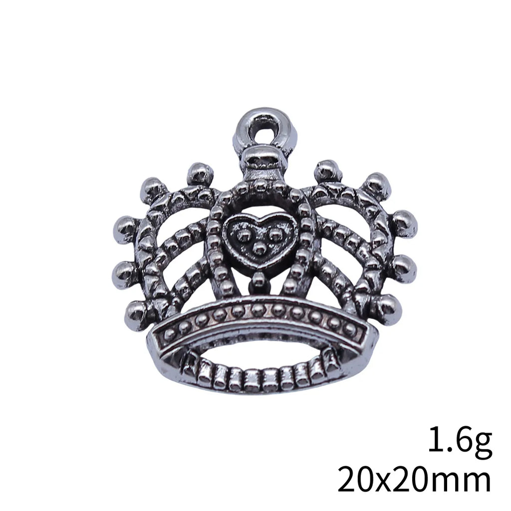 20x20mm 1.6g Antique Silver Zinc Alloy Crown Charm Pendant for Necklace Bracelet DIY Jewelry