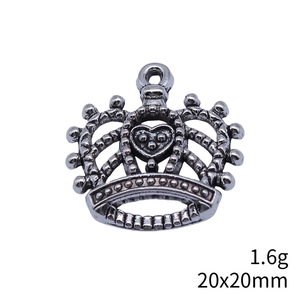 20x20mm 1.6g Antique Silver Zinc Alloy Crown Charm Pendant for Necklace Bracelet DIY Jewelry