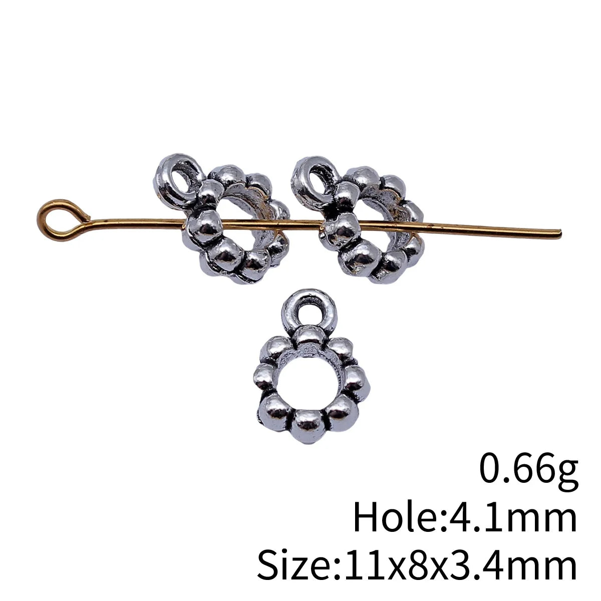 11x8x3.4mm 0.66g Antique Silver Zinc Alloy Three-Way Bail Charm Pendant for DIY Jewelry Making