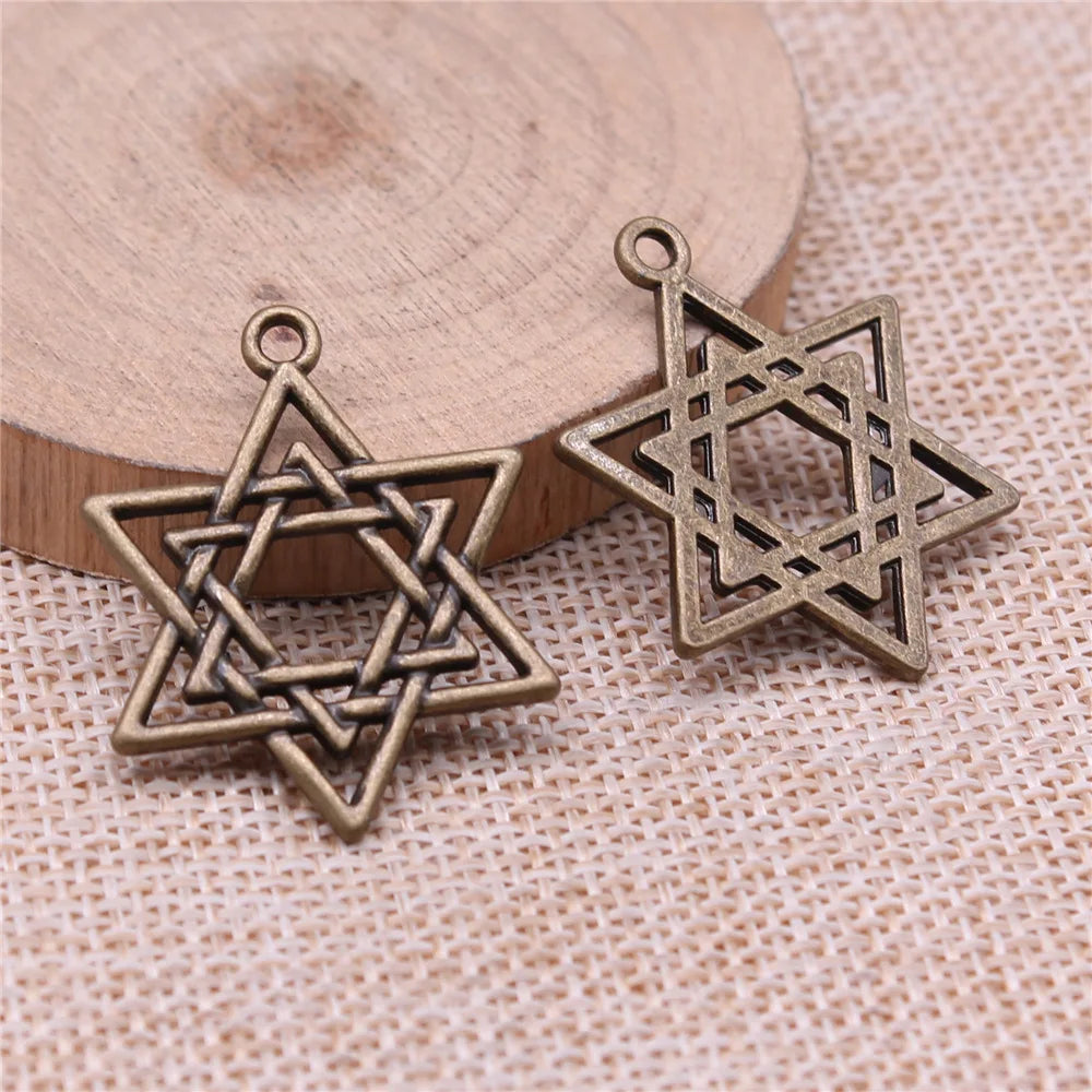 33x26mm 2.9g Multicolor Zinc Alloy Hexagram Star Charm Pendant for DIY Necklace Bracelet Making