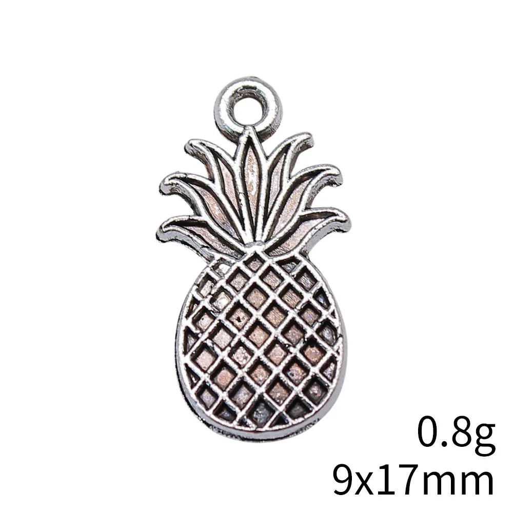 9x17mm 0.8g Multicolor Zinc Alloy Pineapple Charm Pendant for DIY Fruit Necklace Bracelet Making